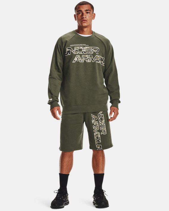 Under Armour UA Rival Fleece Camo Script Shorts Herre Blå Grøn / Sort Hvide | chu5llrfZDo