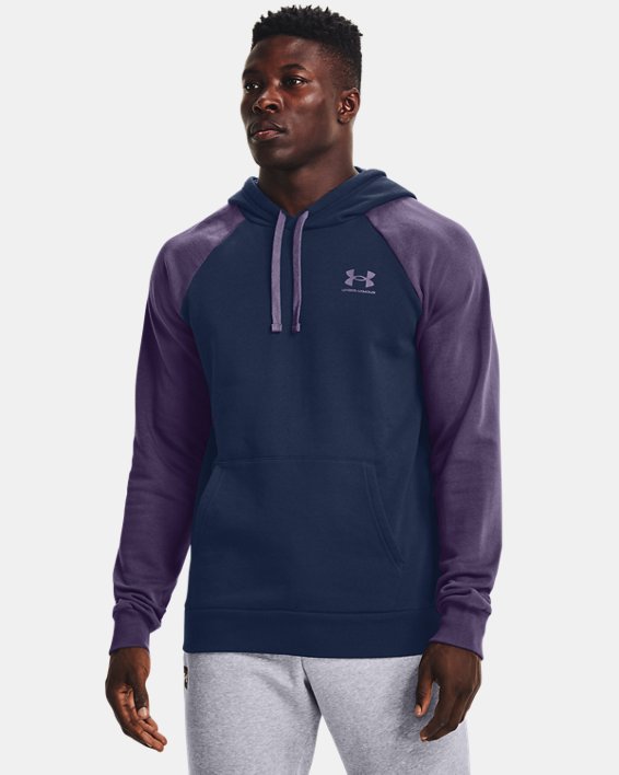 Under Armour UA Rival Fleece Colorblock Hættetrøje Herre Lilla | 2KYJIW5Dj8J
