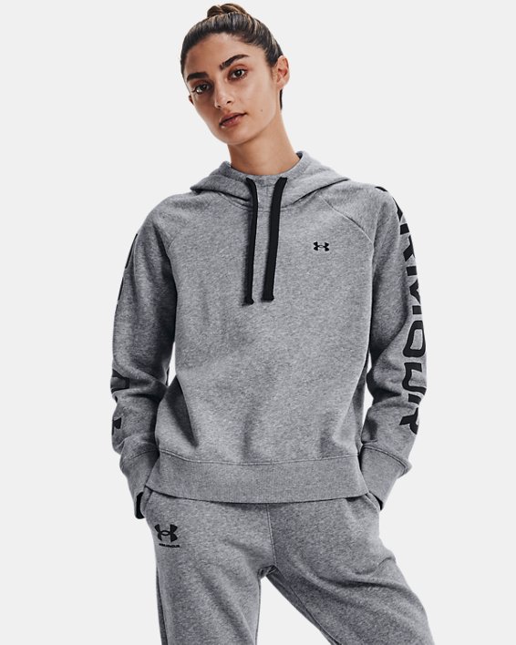 Under Armour UA Rival Fleece Colorblock Hættetrøje Dame Grå / Sort | 6uwkejqc3Nd