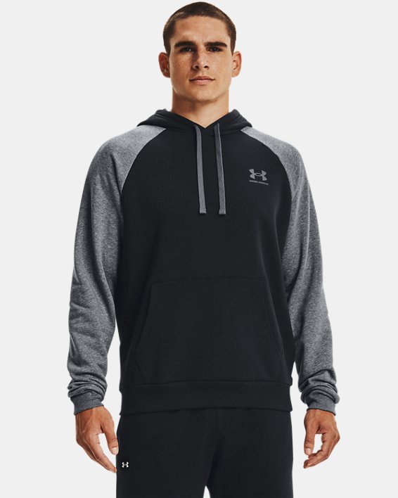 Under Armour UA Rival Fleece Colorblock Hættetrøje Herre Sort / Grå | fvZNnjP7OMD