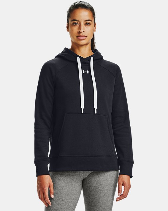 Under Armour UA Rival Fleece HB Hættetrøje Dame Sort / Hvide | SCqECeLRWTg