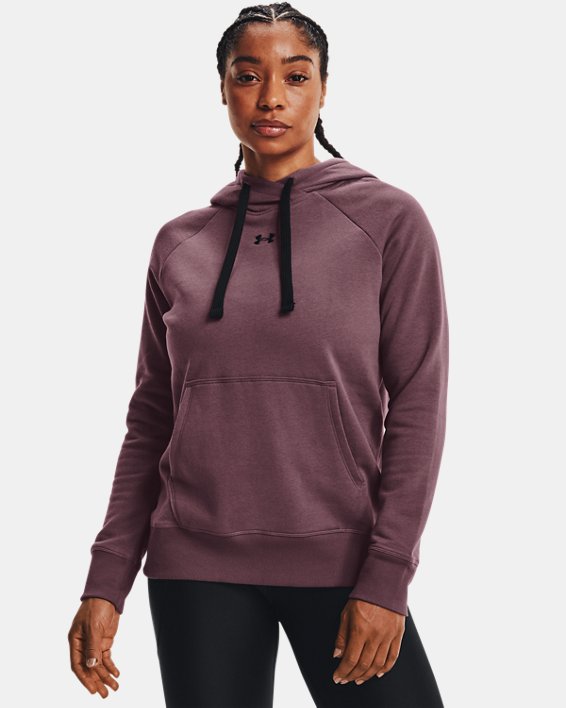 Under Armour UA Rival Fleece HB Hættetrøje Dame Grå Lilla / Sort | gR6X57T3whH