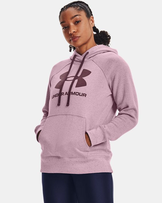 Under Armour UA Rival Fleece Logo Hættetrøje Dame Lilla Lyserød / Grå Lilla | GTn8oGEd7I8
