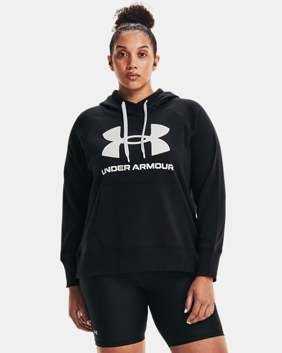 Under Armour UA Rival Fleece Logo Hættetrøje Dame Sort / Hvide | Xe2PM1NcNon