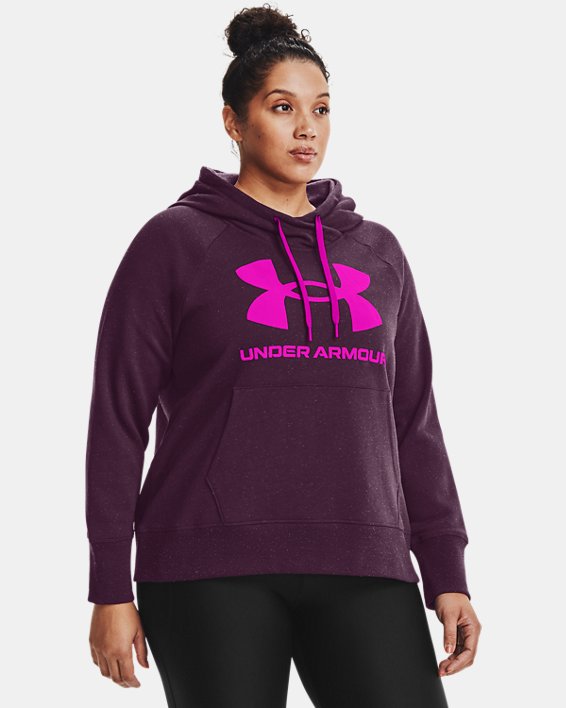 Under Armour UA Rival Fleece Logo Hættetrøje Dame Lilla / Lyserød | dogjcXvCXAT
