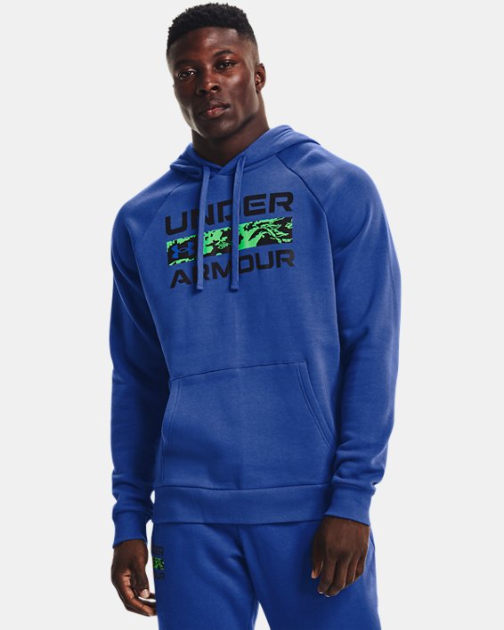 Under Armour UA Rival Fleece Signature Box Hættetrøje Herre Blå | MvY6JQUvvv6