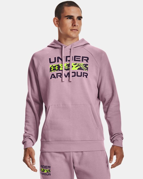 Under Armour UA Rival Fleece Signature Box Hættetrøje Herre Lilla Lyserød | mGoB4GMcohP