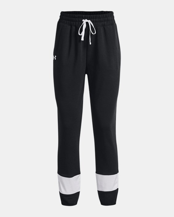 Under Armour UA Rival Terry Colorblock Bukser Dame Sort / Hvide | TomdtsPXtEy