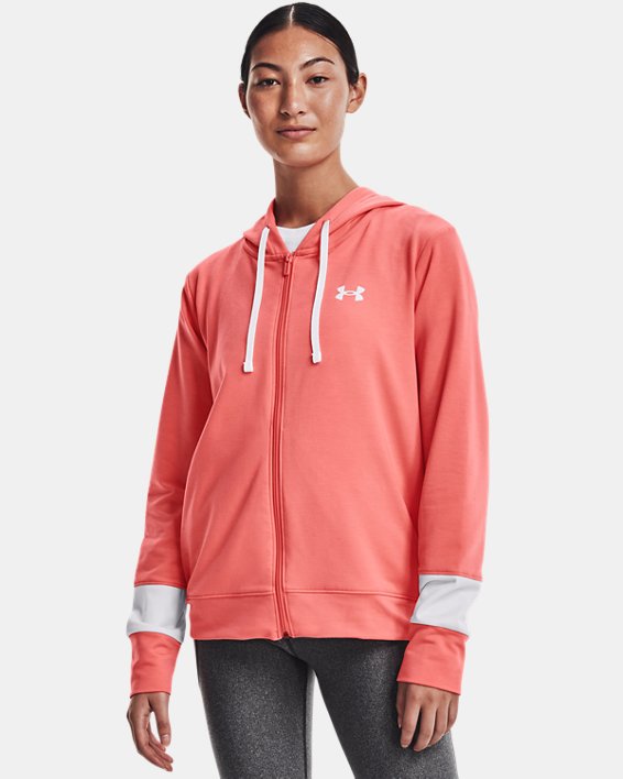 Under Armour UA Rival Terry Colorblock Full-Zip Hættetrøje Dame Lyserød | W3RQsTBEN4Q