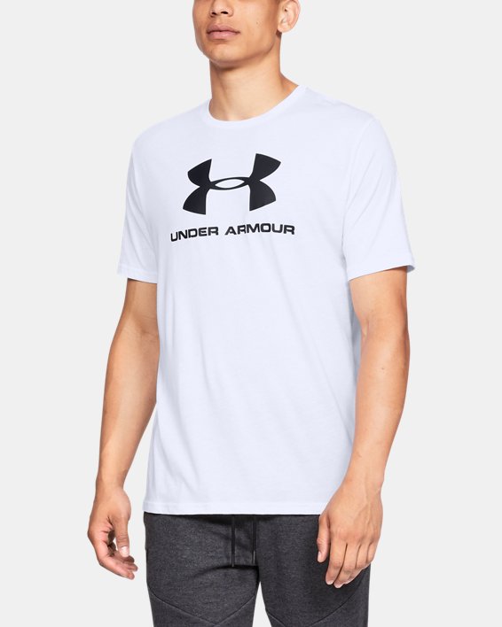 Under Armour UA Sportstyle Logo T Skjorte Herre Hvide / Sort | p5uEMprcyCi