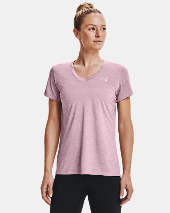 Under Armour UA Tech™ Twist V-Neck Løbetøj Dame Lilla Lyserød / Lyserød | S1TX1GZ4YOs