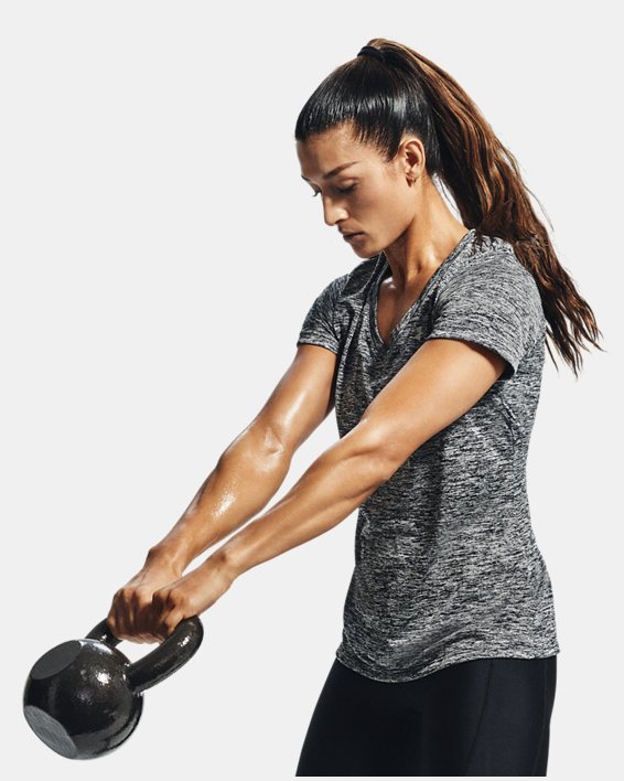 Under Armour UA Tech™ Twist V-Neck Løbetøj Dame Sort / Metal Sølv | tpkA361x3vJ
