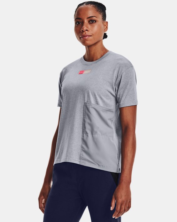 Under Armour UA Woven Pocket T-Shirt Løbetøj Dame Grå | 77lfMaDP631