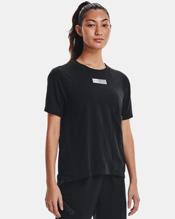 Under Armour UA Woven Pocket T-Shirt Løbetøj Dame Sort / Hvide | z9Czg2vROTs