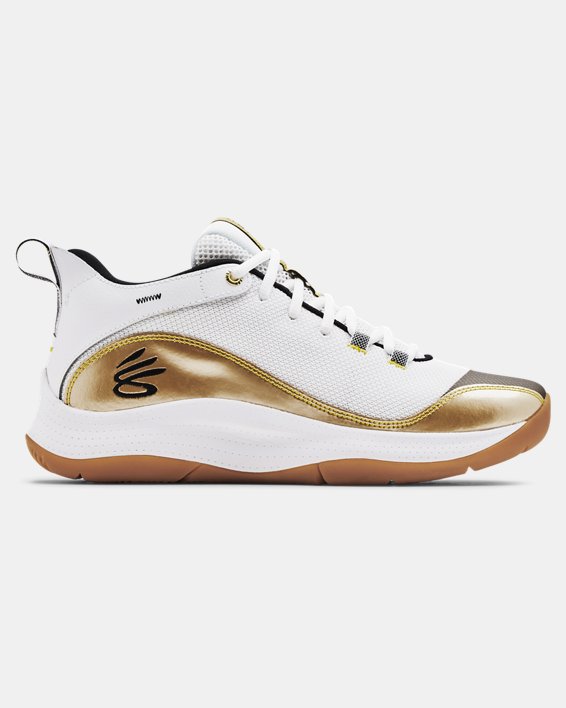 Under Armour Unisex UA 3Z5 Basketball Sko Herre Hvide / Metal Guld | t5irGKOFPH6