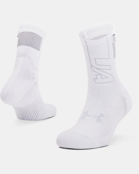 Under Armour Unisex UA Armour Dry™ Run Crew Sokker Herre Hvide / Grå | zJG5Mvf7FeX