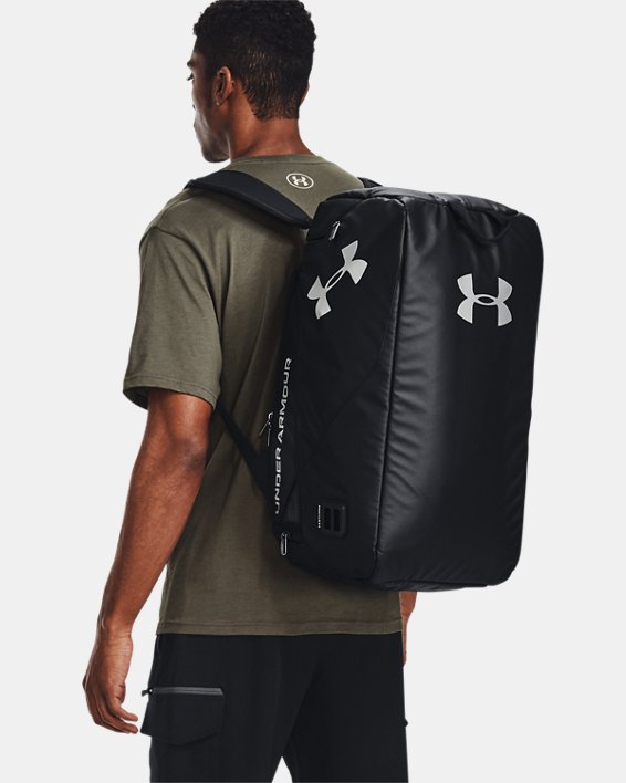 Under Armour Unisex UA Contain Duo Small Duffle Rygsække Dame Sort / Metal Sølv | VgmFoLUYNGa