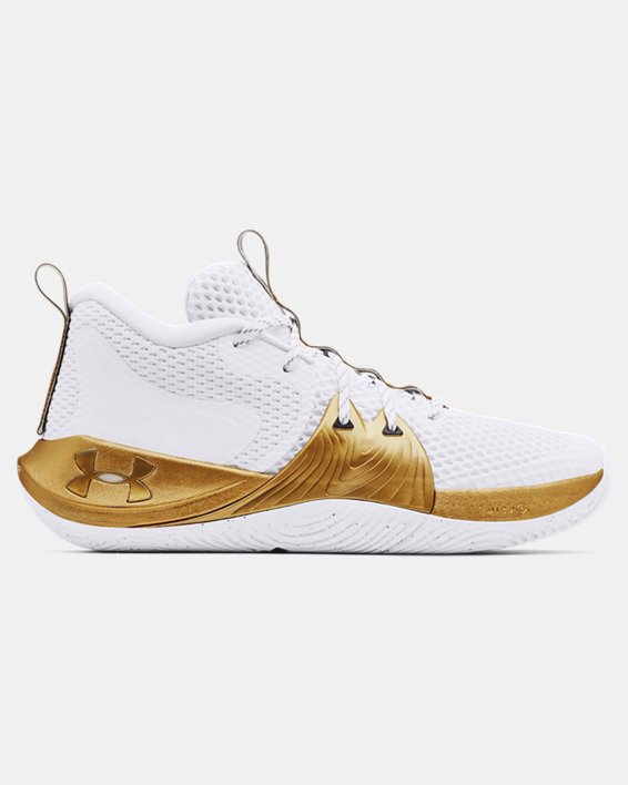 Under Armour Unisex UA Embiid One Basketball Sko Herre Hvide / Metal Guld | PtqAwTxhtdR