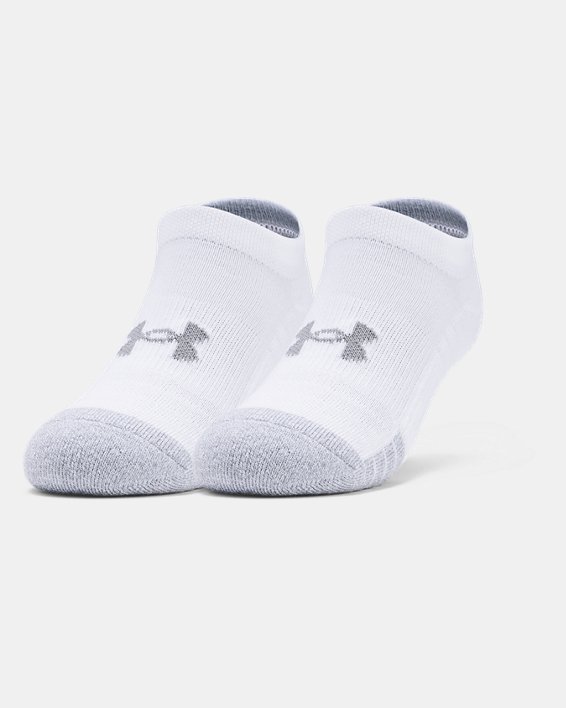 Under Armour Youth HeatGear® No Show 3-Pack Sokker Dame Hvide / Grå | bWMCnuT8WW6